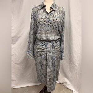 Elegant Blue Patterned Women's Blouse